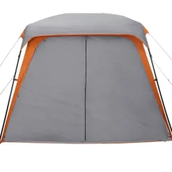 Tente de camping avec dôme porche 5 personnes gris et orange