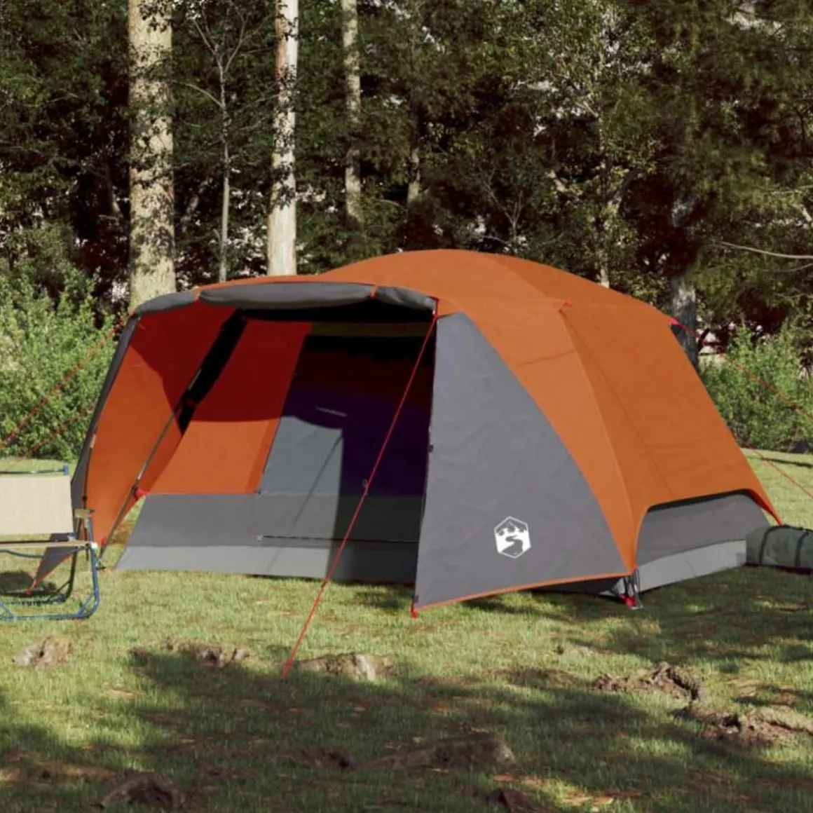 Tente de camping avec porche 4 personnes orange imperméable