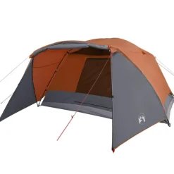 Tente de camping avec porche 4 personnes orange imperméable