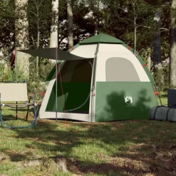 Tente de camping cabine 4 personnes vert libération rapide