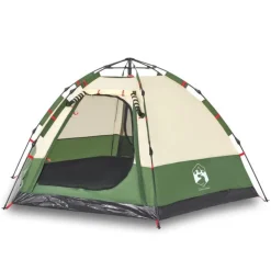 Tente de camping cabine 4 personnes vert libération rapide