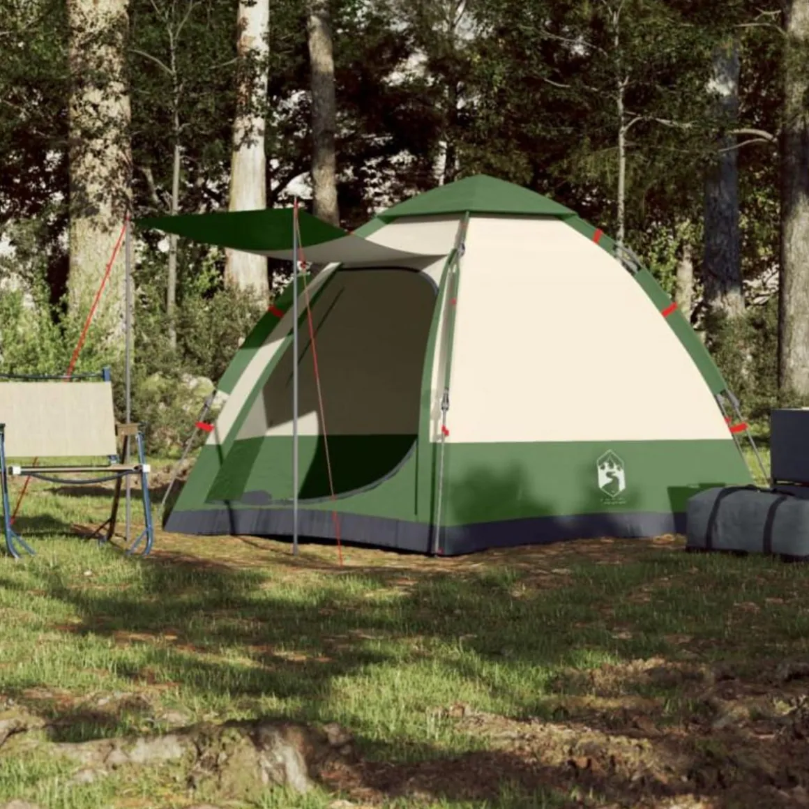 Tente de camping cabine 4 personnes vert libération rapide
