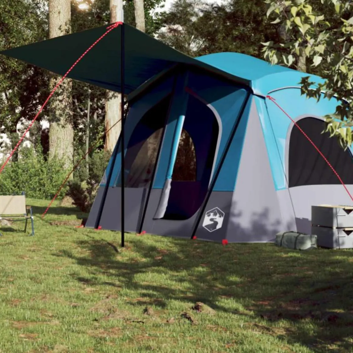 Tente de camping de cabine 5 personnes bleu imperméable