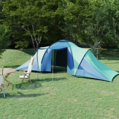 Tente de camping pour 6 personnes bleu et vert
