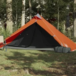 Tente de camping tipi 1 personne orange imperméable