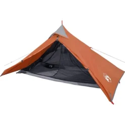 Tente de camping tipi 1 personne orange imperméable