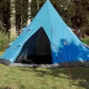 Tente de camping tipi 4 personnes bleu imperméable