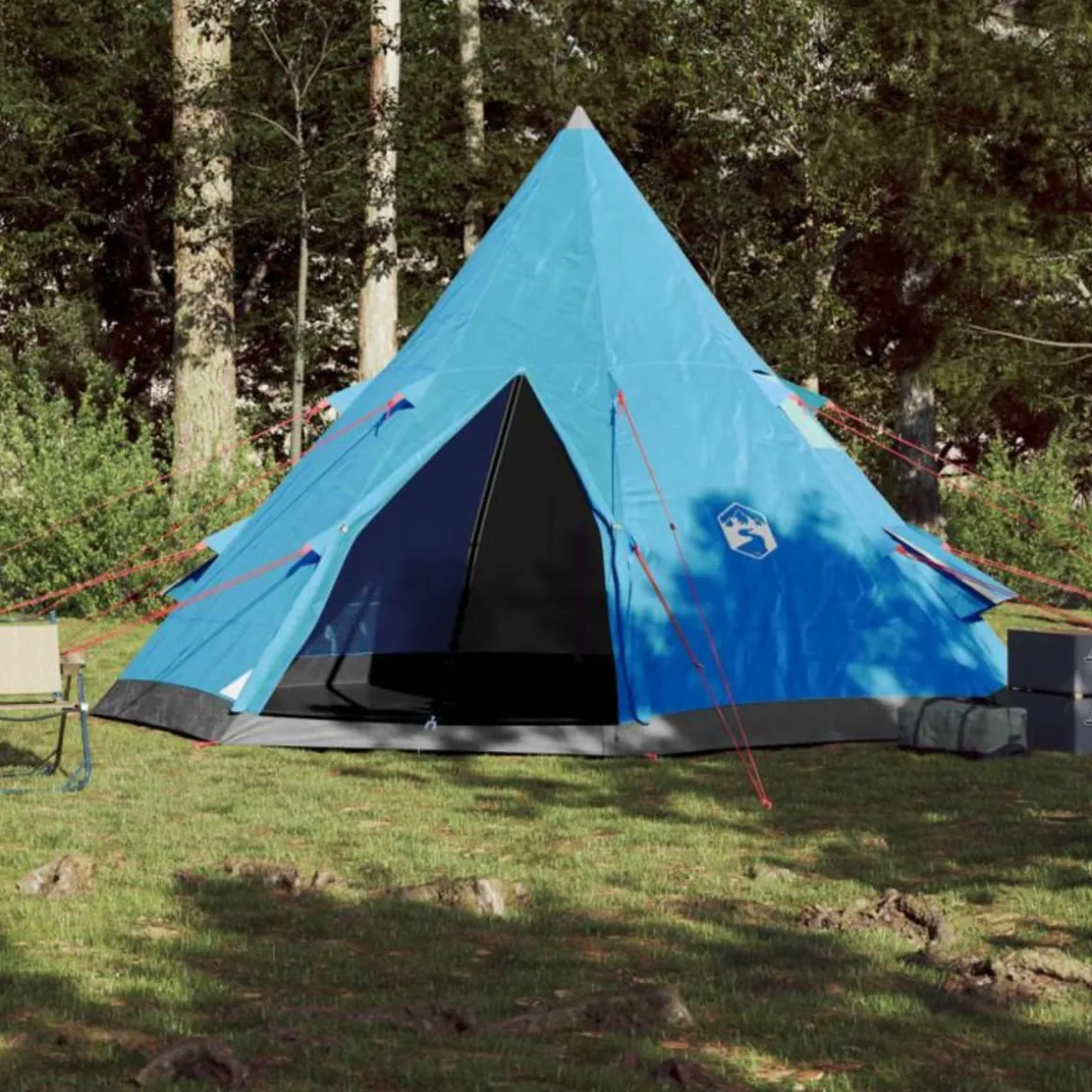 Tente de camping tipi 4 personnes bleu imperméable