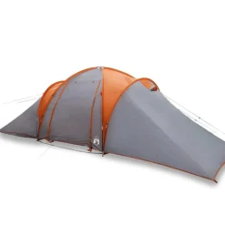Tente familiale à dôme 6 personnes gris et orange imperméable