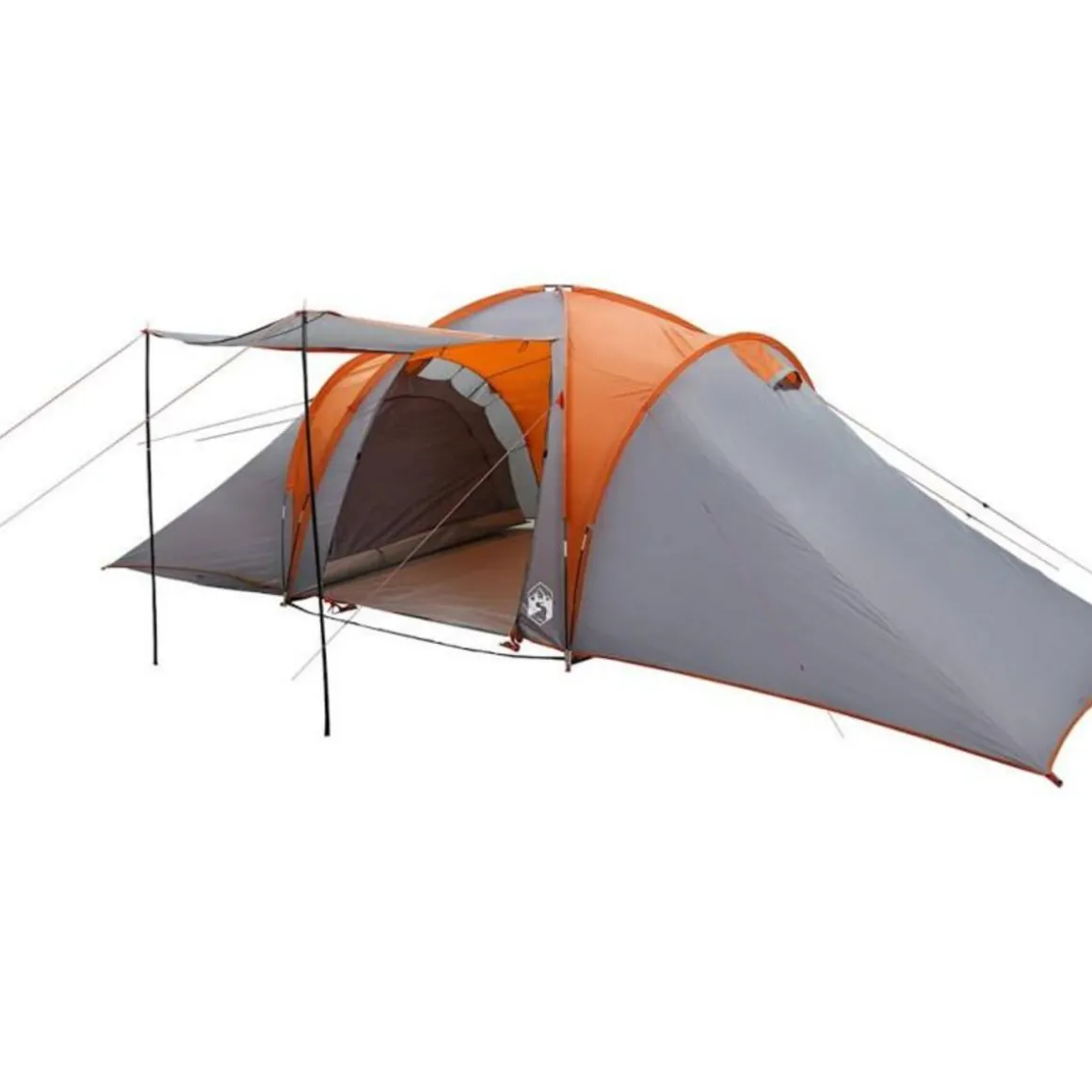 Tente familiale à dôme 6 personnes gris et orange imperméable