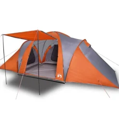 Tente familiale à dôme 6 personnes gris et orange imperméable