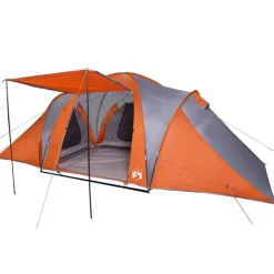 Tente familiale à dôme 6 personnes gris et orange imperméable