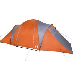 Tente familiale à dôme 6 personnes gris et orange imperméable