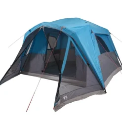 Tente familiale avec porche 6 personnes bleu imperméable