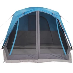 Tente familiale avec porche 6 personnes bleu imperméable