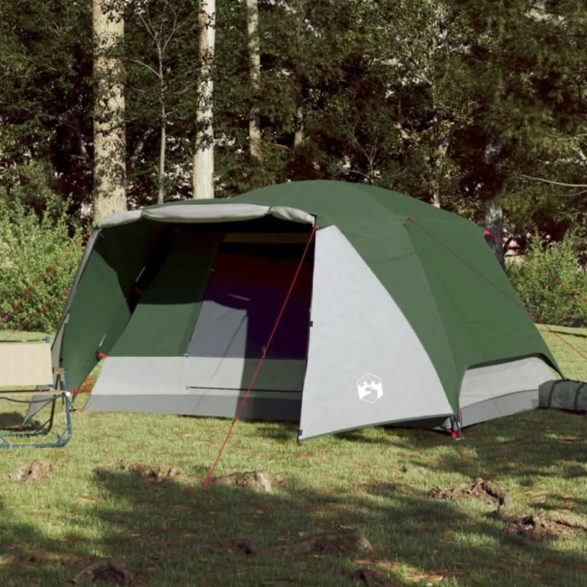 Tente familiale avec porche 6 personnes vert imperméable