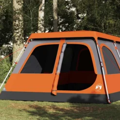 Tente familiale dôme 8 personnes gris orange libération rapide