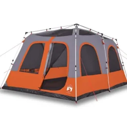 Tente familiale dôme 8 personnes gris orange libération rapide