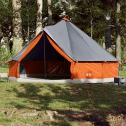 Tente familiale tipi 12 personnes gris et orange imperméable