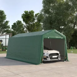 Tente garage carport dim. 6L x 3l x 2,62H m acier galvanisé PE haute densité 180 g/m² imperméable anti-UV vert