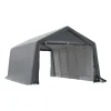 Tente garage carport dim. 6L x 3,6l x 2,75H m acier galvanisé robuste PE haute densité 195 g/m² imperméable anti-UV blanc gris