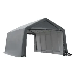 Tente garage carport dim. 6L x 3,6l x 2,75H m acier galvanisé robuste PE haute densité 195 g/m² imperméable anti-UV blanc gris