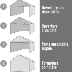 Tente garage carport dim. 6L x 3,6l x 2,75H m acier galvanisé robuste PE haute densité 195 g/m² imperméable anti-UV blanc gris