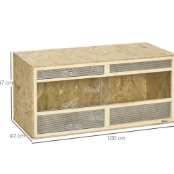 Terrarium - vivarium reptiles - 2 portes coulissantes verre trempé - parois frontales maillées - métal OSB