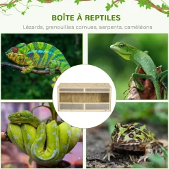 Terrarium - vivarium reptiles - 2 portes coulissantes verre trempé - parois frontales maillées - métal OSB