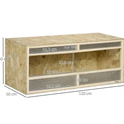 Terrarium - vivarium reptiles & batraciens - 2 portes coulissantes verre trempé - parois frontales maillées - OSB métal