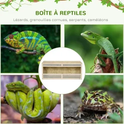 Terrarium - vivarium reptiles & batraciens - 2 portes coulissantes verre trempé - parois frontales maillées - OSB métal