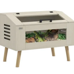 Terrarium design scandinave - aérations latérales - 111L - fenêtres verre trempé - effet bois clair