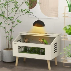 Terrarium design scandinave - aérations latérales - 111L - fenêtres verre trempé - effet bois clair