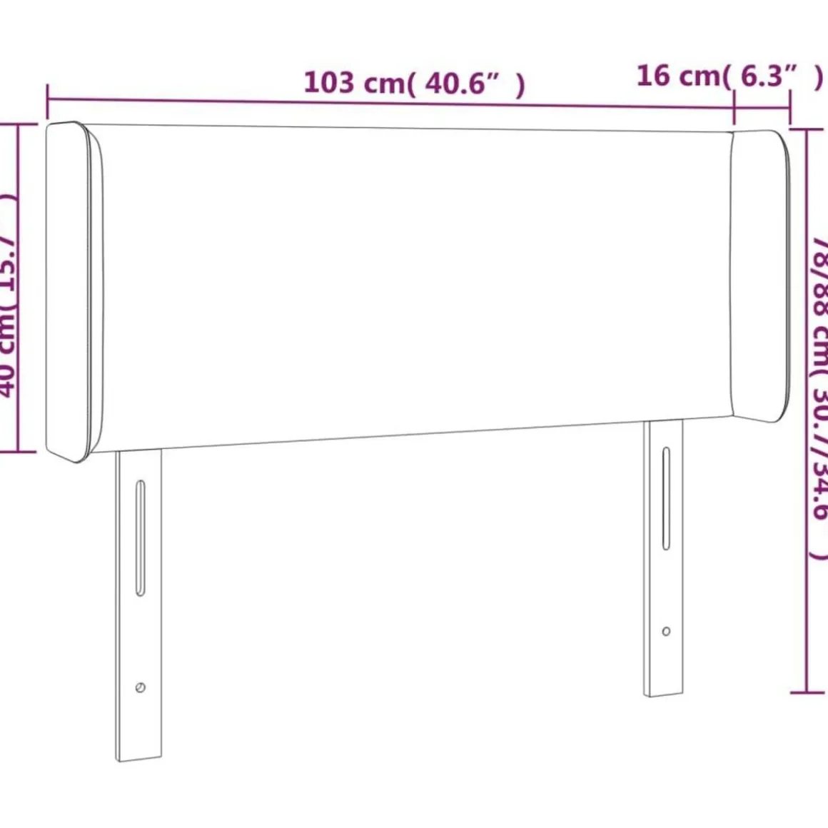 Tete de lit a LED Gris fonce 103x16x78/88 cm Velours