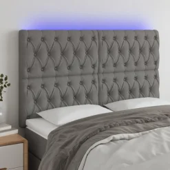 Tete de lit a LED Gris fonce 160x7x118/128 cm Tissu