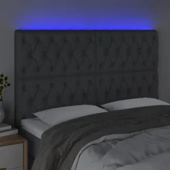 Tete de lit a LED Gris fonce 160x7x118/128 cm Tissu