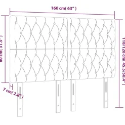 Tete de lit a LED Gris fonce 160x7x118/128 cm Tissu