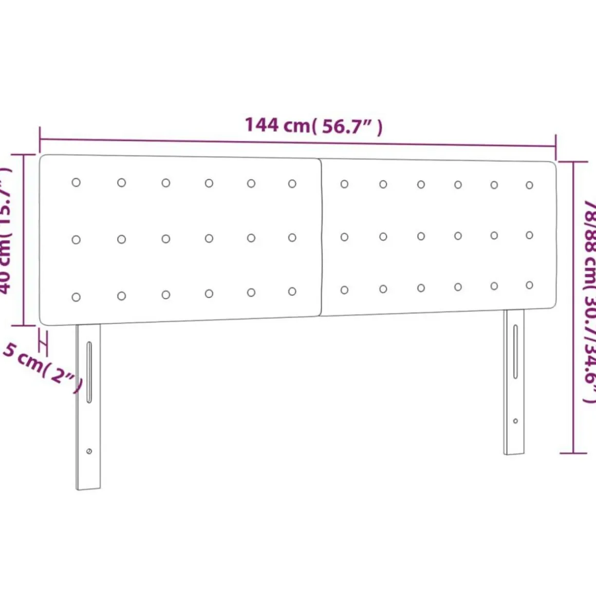 Tete de lit a LED Gris fonce 144x5x78/88 cm Velours