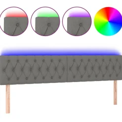 Tete de lit a LED Gris fonce 200x7x78/88 cm Tissu
