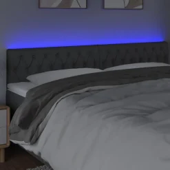 Tete de lit a LED Gris fonce 200x7x78/88 cm Tissu