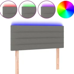 Tete de lit a LED Gris fonce 90x5x78/88 cm Tissu