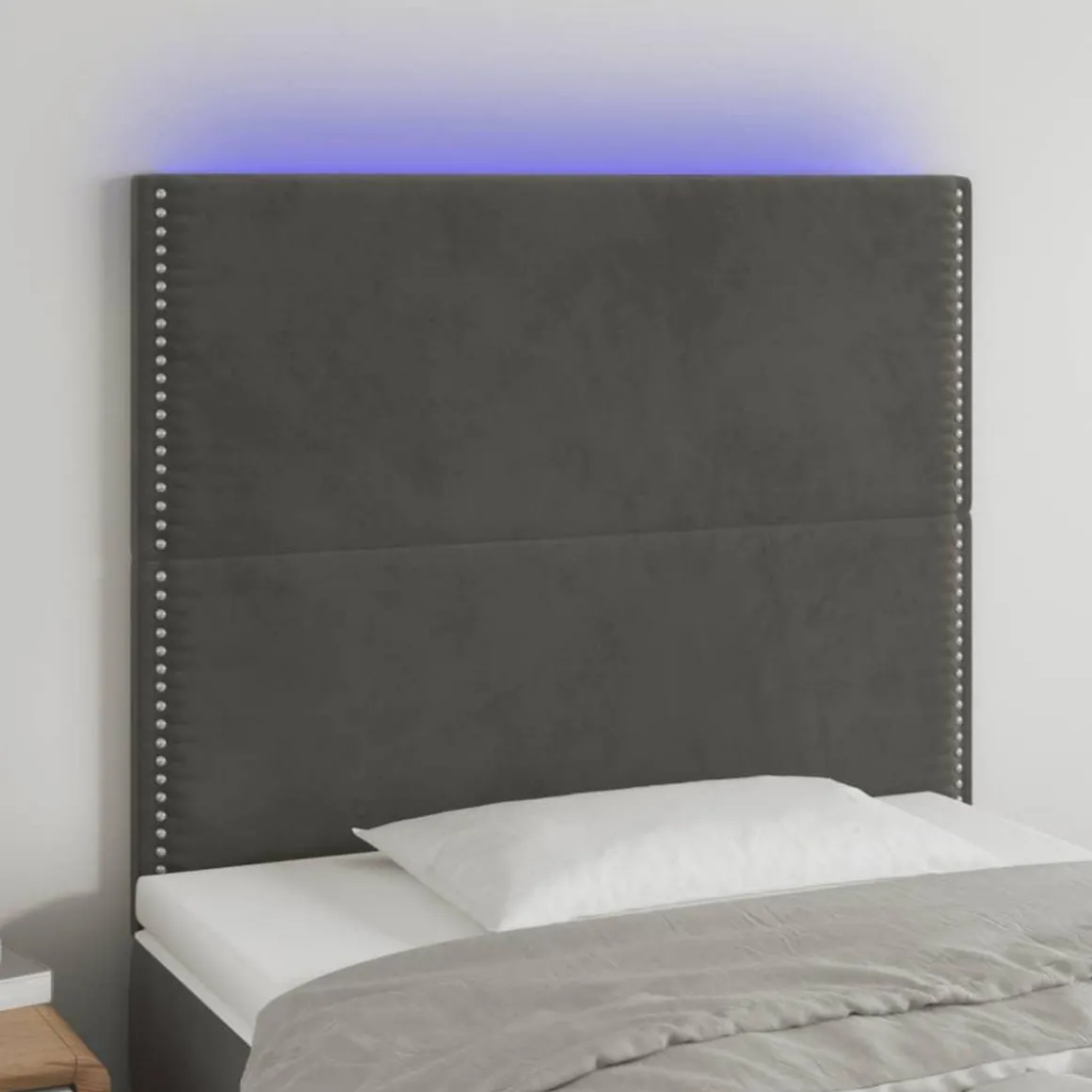 Tete de lit a LED Gris fonce 80x5x118/128 cm Velours