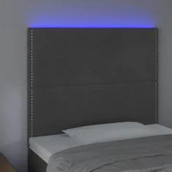 Tete de lit a LED Gris fonce 80x5x118/128 cm Velours