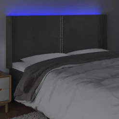 Tete de lit a LED Gris fonce 203x16x118/128 cm Velours