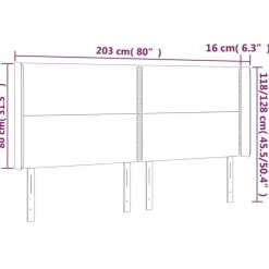 Tete de lit a LED Gris fonce 203x16x118/128 cm Velours