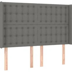 Tete de lit a LED Gris fonce 147x16x118/128 cm Tissu