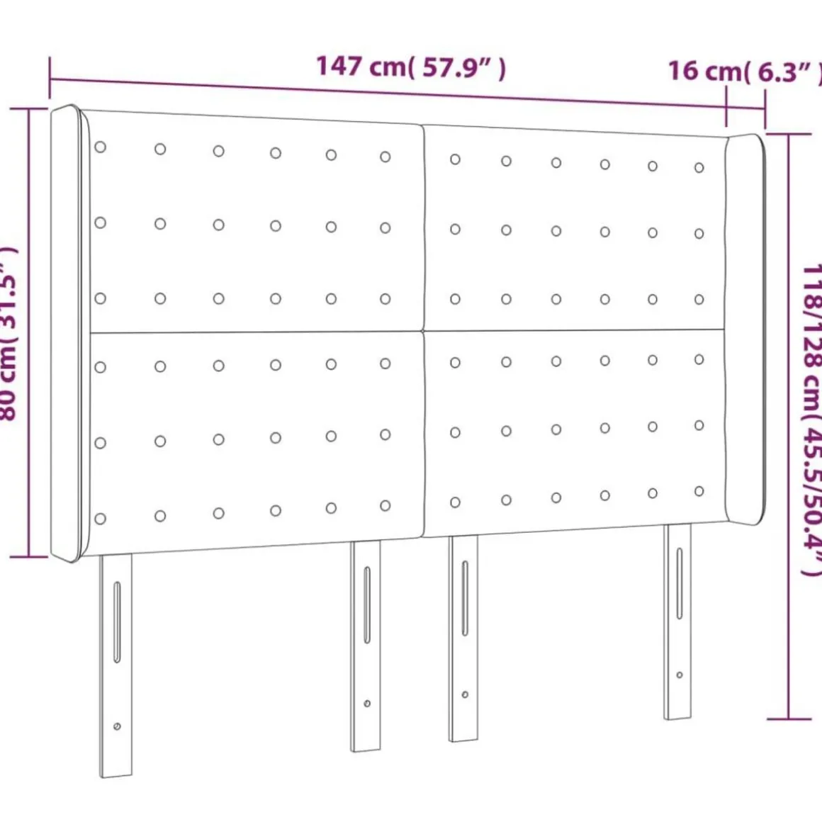 Tete de lit a LED Gris fonce 147x16x118/128 cm Tissu