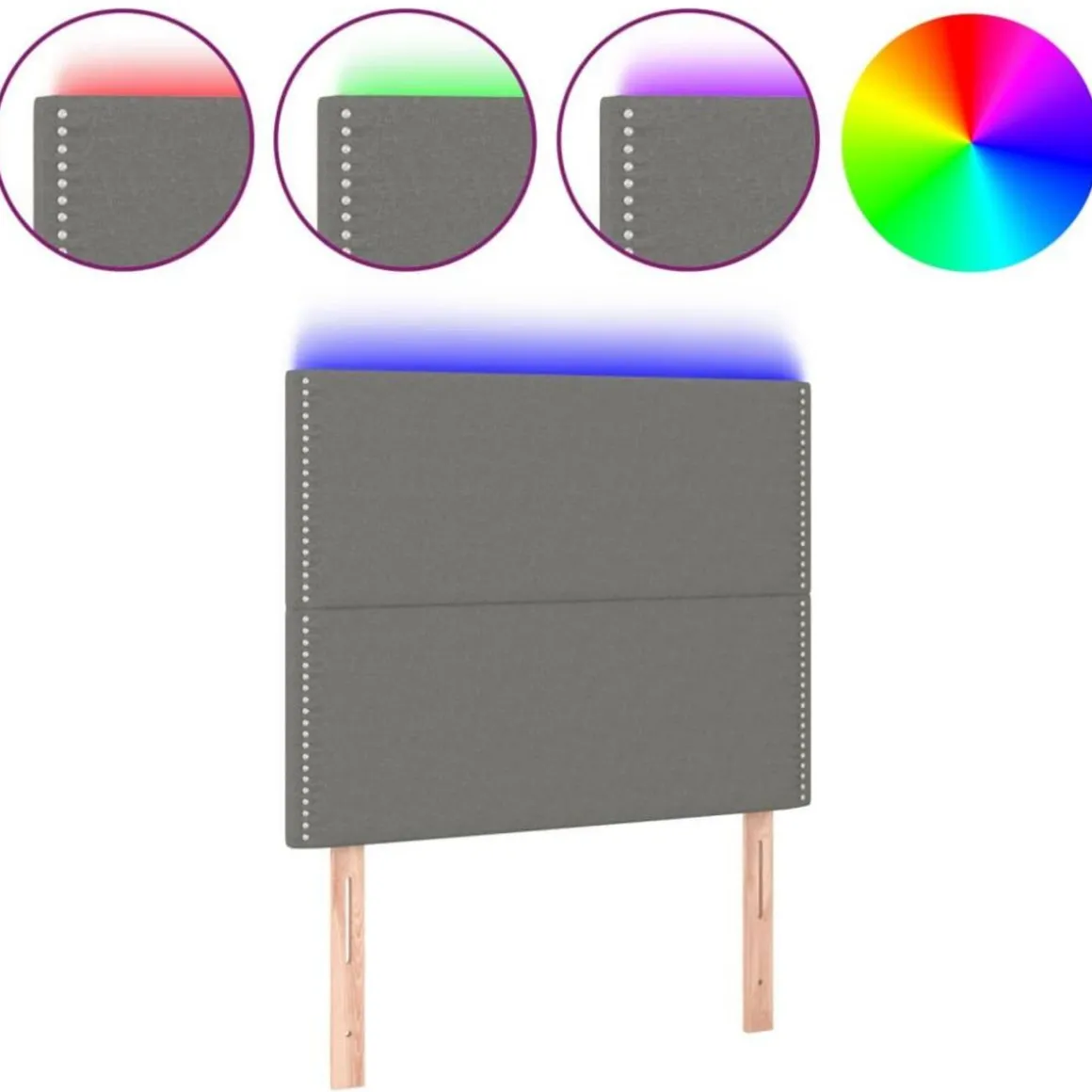 Tete de lit a LED Gris fonce 90x5x118/128 cm Tissu