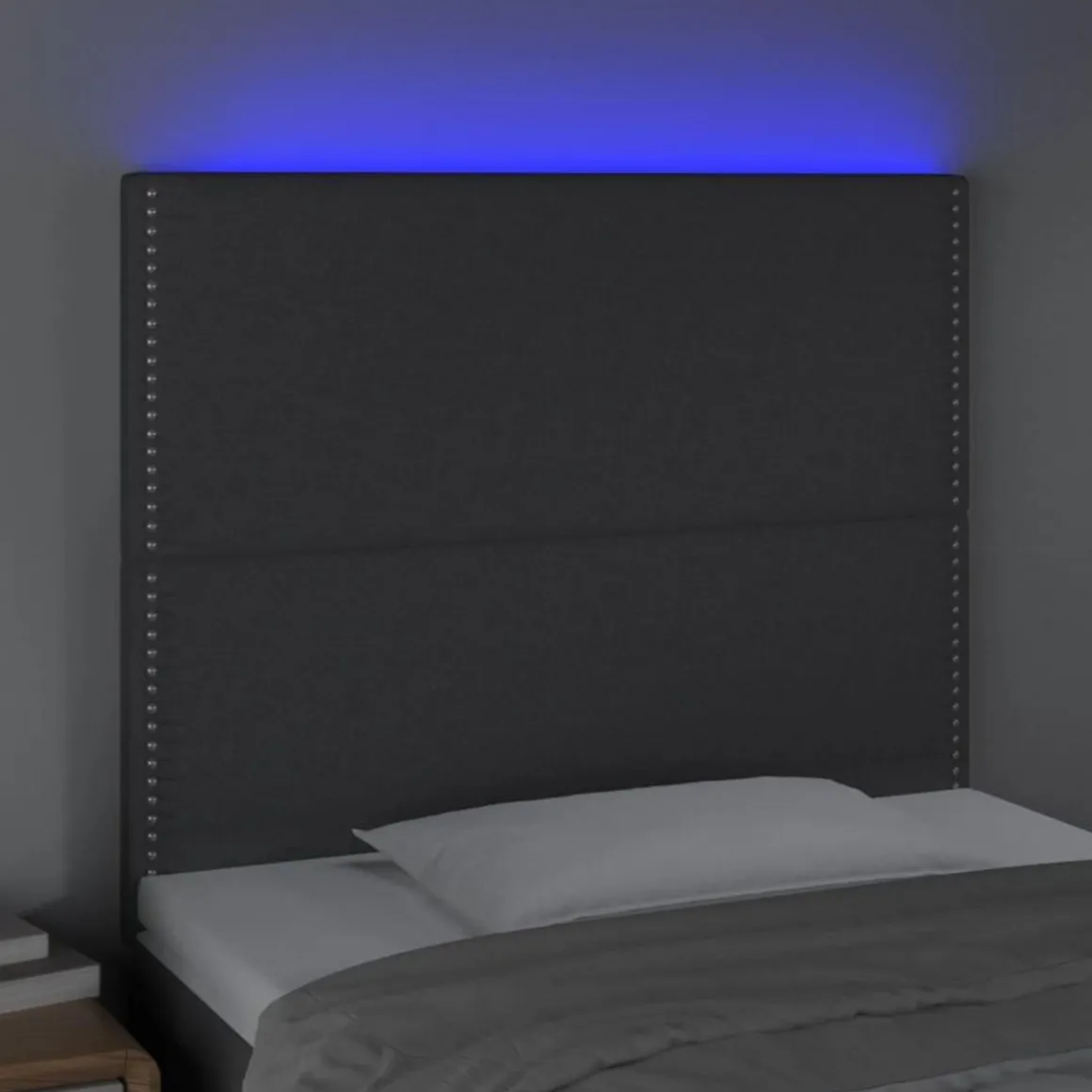 Tete de lit a LED Gris fonce 90x5x118/128 cm Tissu