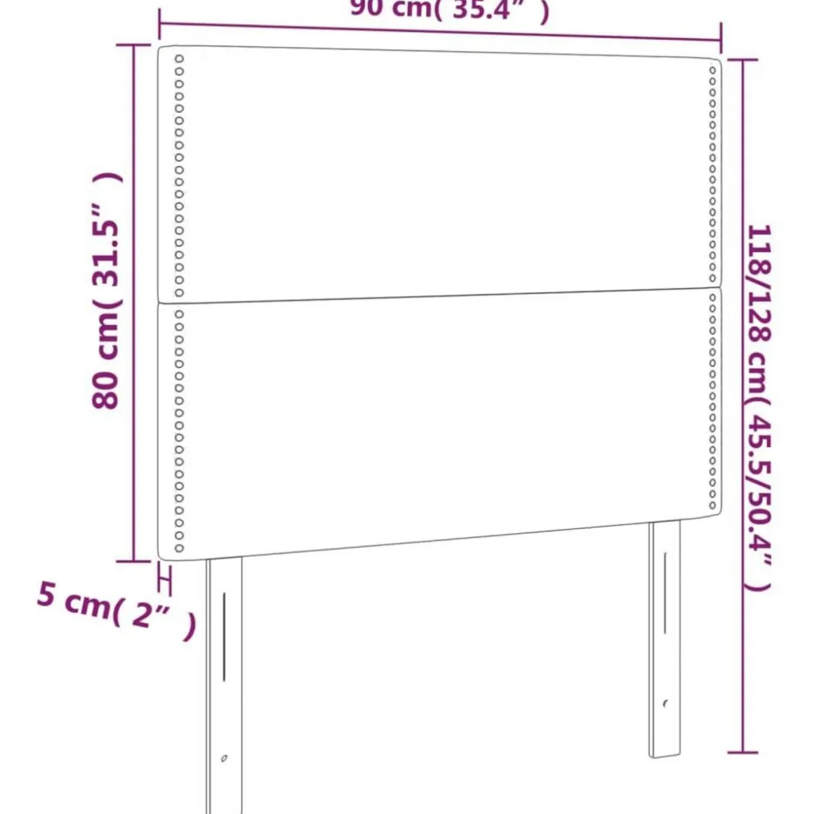 Tete de lit a LED Gris fonce 90x5x118/128 cm Tissu